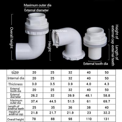 ID 20 bis 50 mm L-Typ PVC-Rohrverbinder Fischtank Abflussverbindungen Bewässerungsrohr