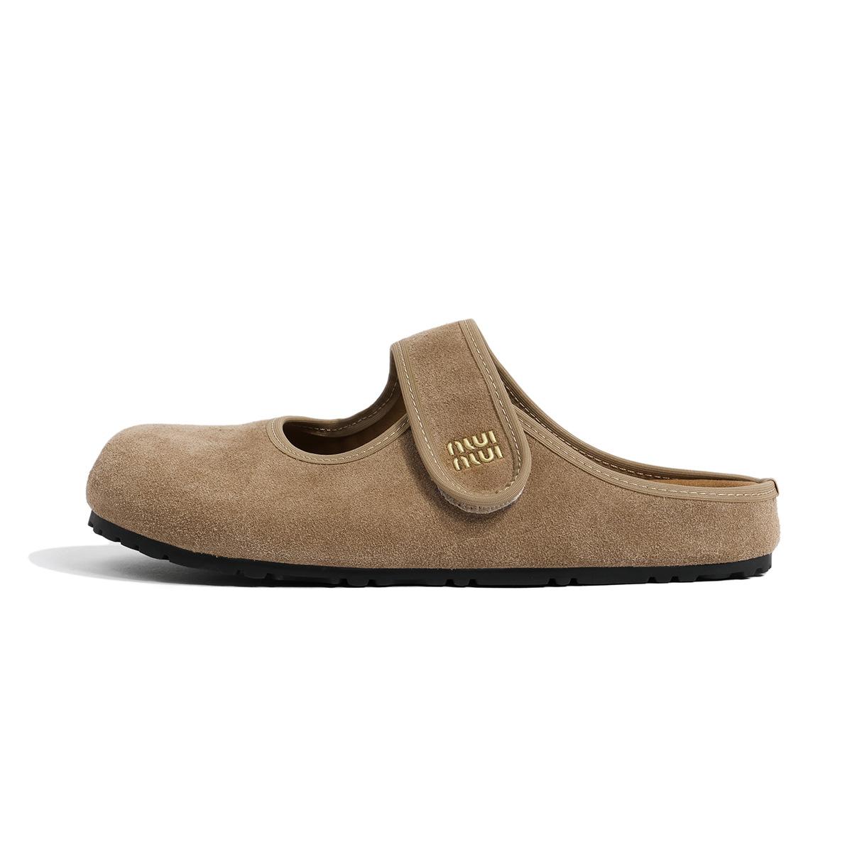 

Small potato Bo shoes women s 2025 spring leather round head shallow mouth Velcro Mary Jane shoes soft sole flat bottom ugly cute shoes 35 верблюд