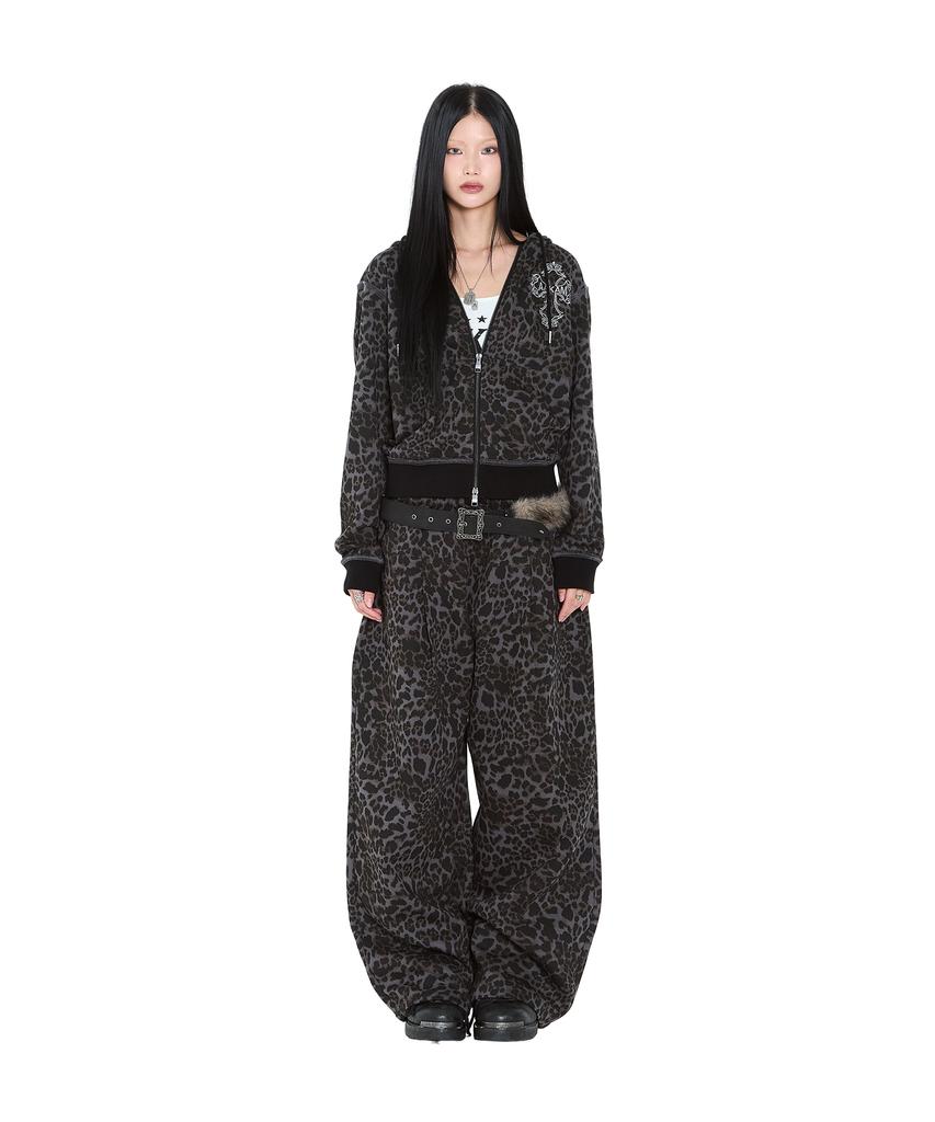 Aakam Akm Cros2 Leopard Zip-Up Hoodie (Charcoal)
