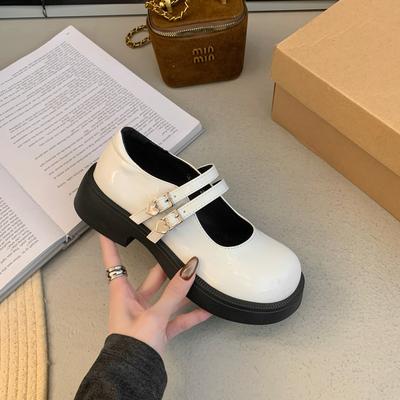 Módní univerzální černé platformové boty na silném podpatku malé kožené dámské boty nové jarní a podzimní Mary Jane jednoduché boty