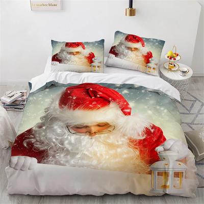 Christmas Soft Duvet Cover Microfiber 3D Santa Claus Carton Single King for Children Kids Tens Young Girls for Bedrom Decoration Hapy New Year