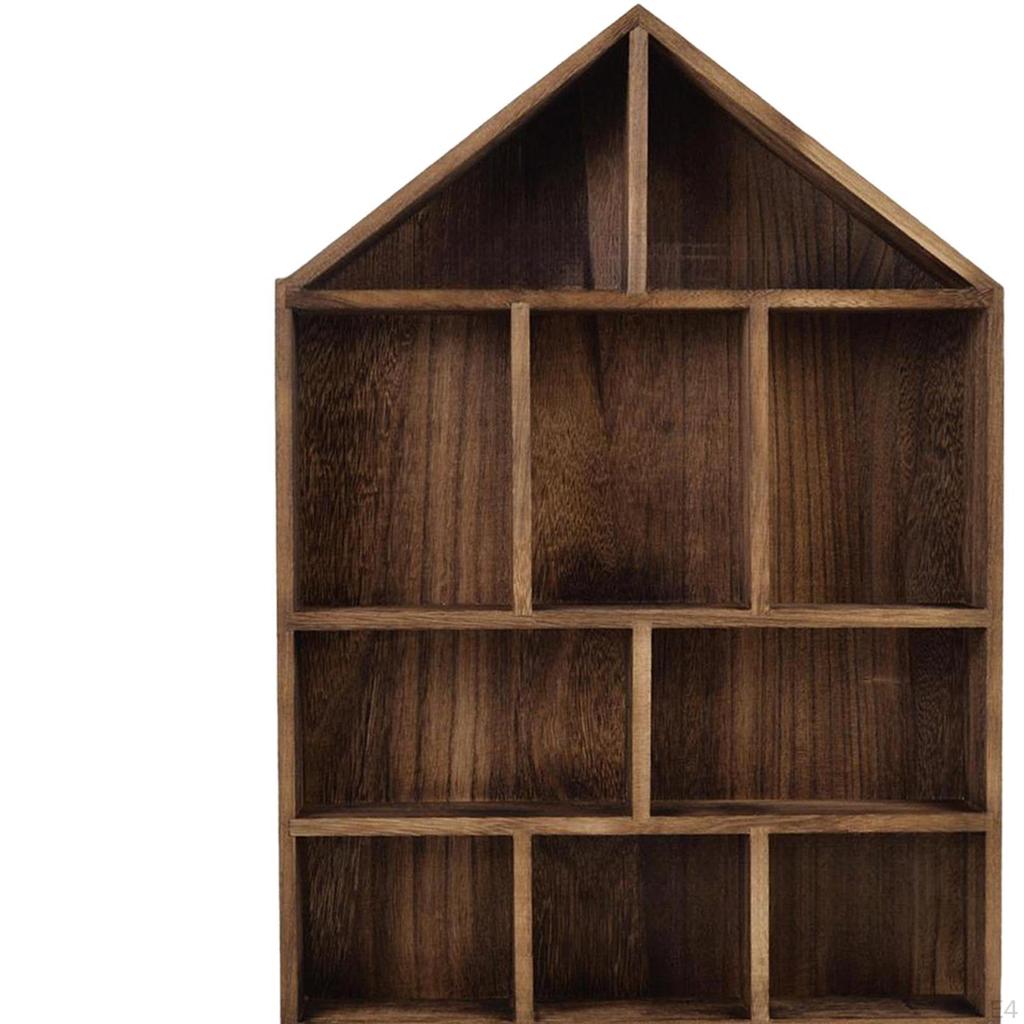 Display Shelf Rack 10 Compartments Vintage Hanging Shelves Wall Mounted for Office