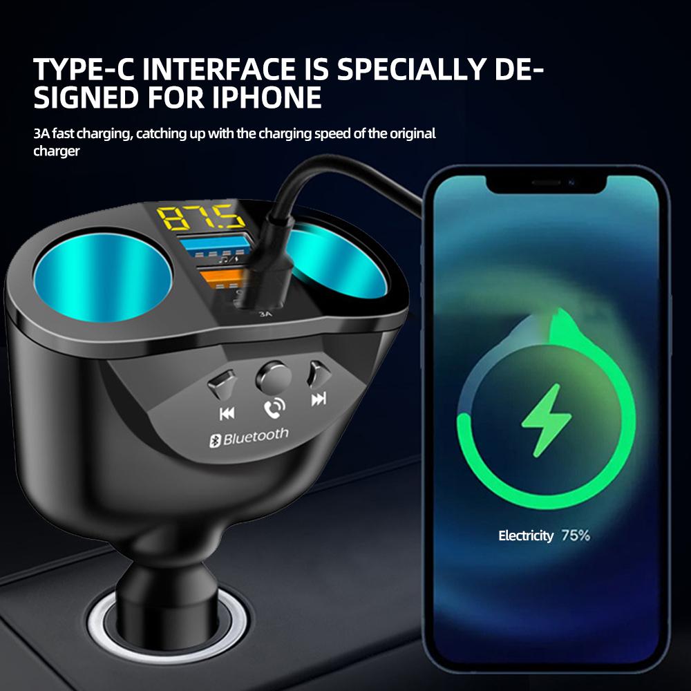 Φορτιστής Αυτοκινήτου Bluetooth FM Πομποί Αναπτήρας Διπλός USB QC 3.0 Διαχωριστής Γρήγορη Φόρτιση 12V Αυτόματη Κλήση Χωρίς Χέρια Υποδοχές