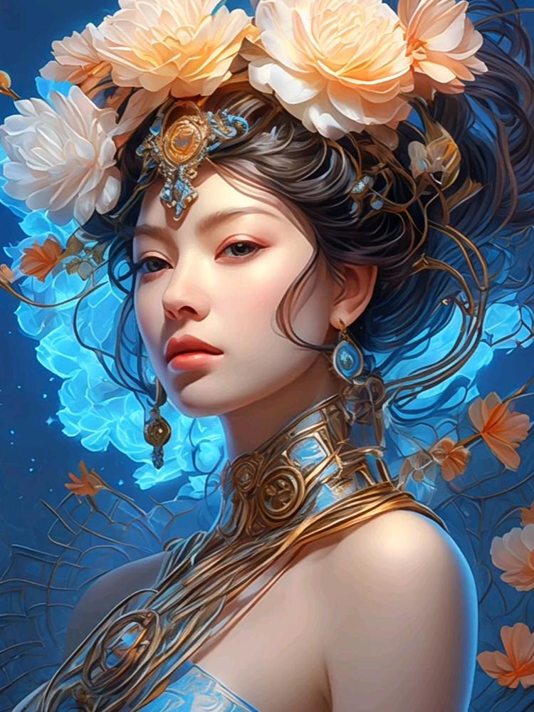 Beautiful Flower Woman DIY All Diamond Painting Abstract and Elegant Girl Cross Embroidery Diamond Mosaic Embroidery Decoration