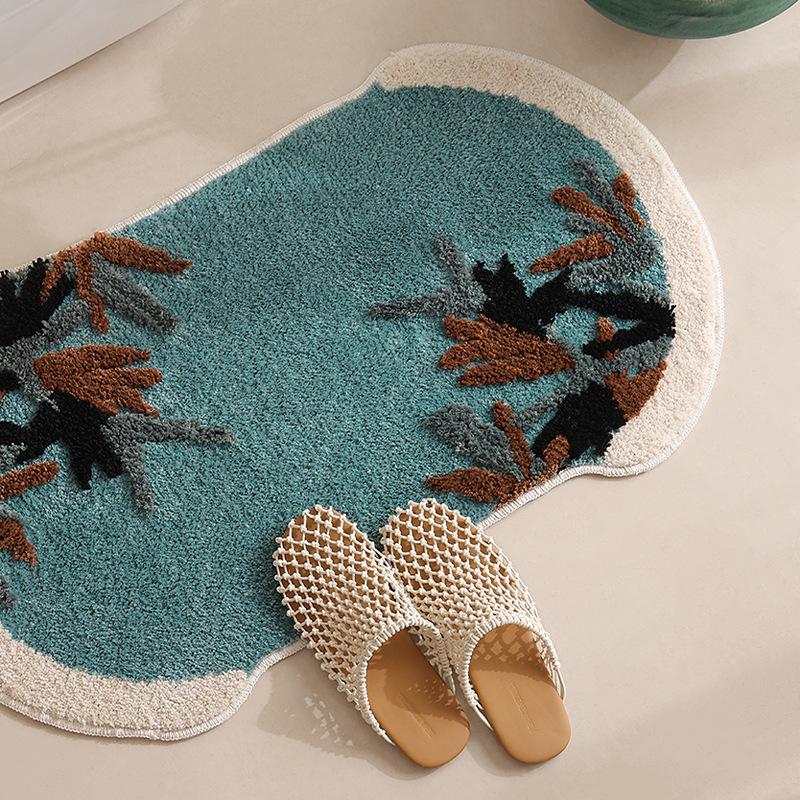 Vintage Bath Mat Absorbent Non-Slip Design Decorative Floor Rugs for Bathroom Entrance Bedroom Balcony Quick-Dry Decor Carpet