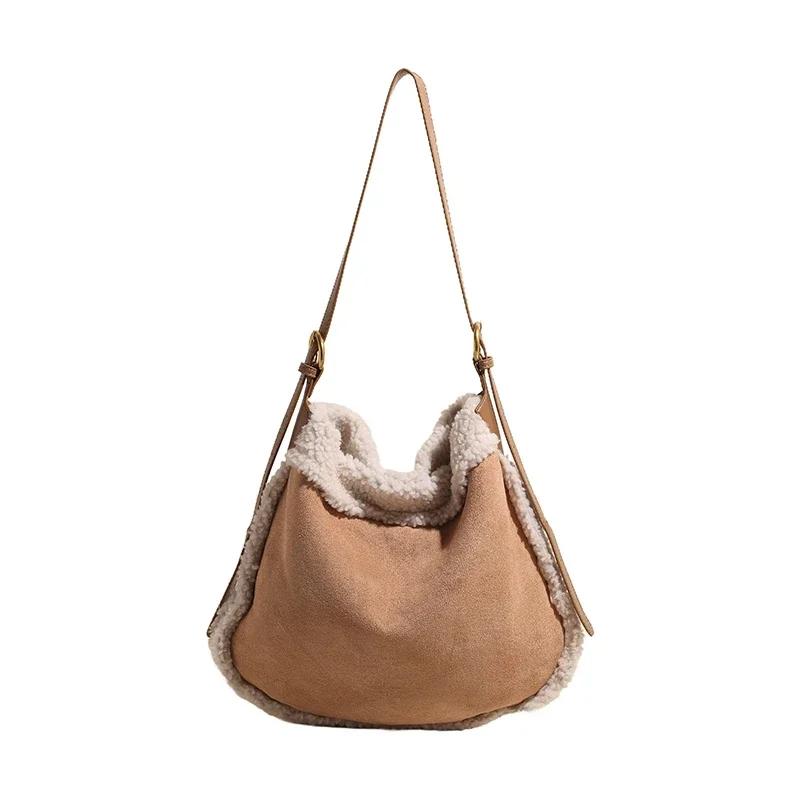 Large Capacity Elegant Premium Small Shoulder Bag for Women 2026 High Quality Black Matte Plush Edge Underarm Crossbody Bag