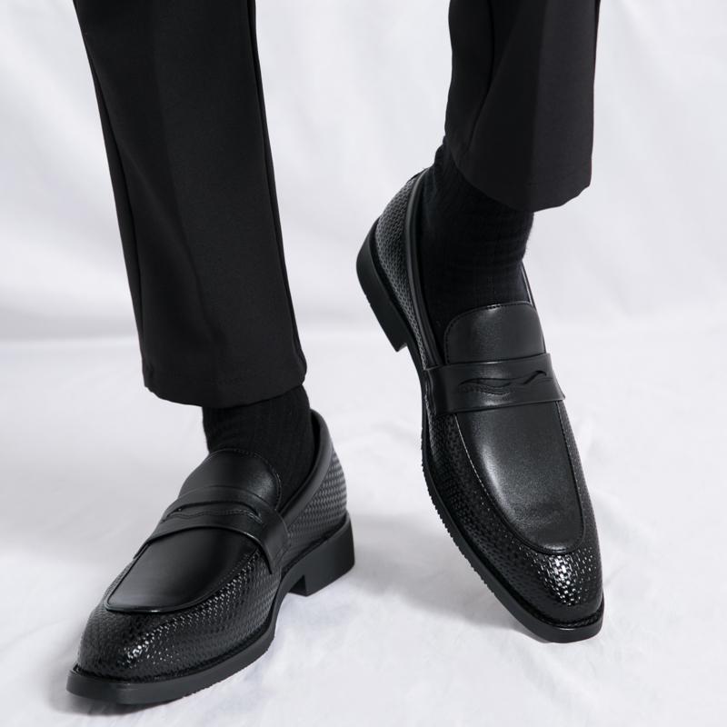 Fashion Men's Casual Leather Shoes Minimalist Luxury Style Office and Business Groom's Wedding Party Dress Black Brown Retro Slip On