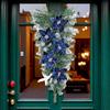 Christmas Teardrop Swag Winter Swag Garland Green Leaves 35 Inch for Front Door Xmas Wreath for Home Window Farmhouse Holiday
