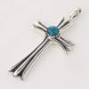 [cmy Select] Silver 925 Pendant Cross Necklace with Turquoise Pendant Top Cmy190202-9