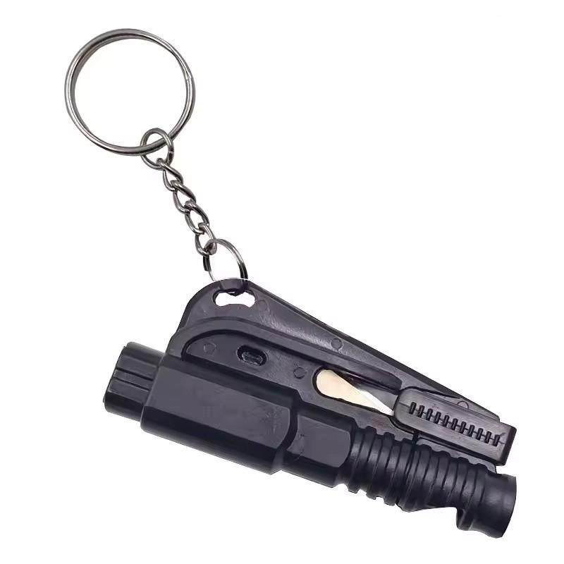 Mobidea 3-in-1 Car Safety Hammer - Window Breaker + Seatbelt Cutter Portable Keychain Auto Emergency Tool Multi-Color