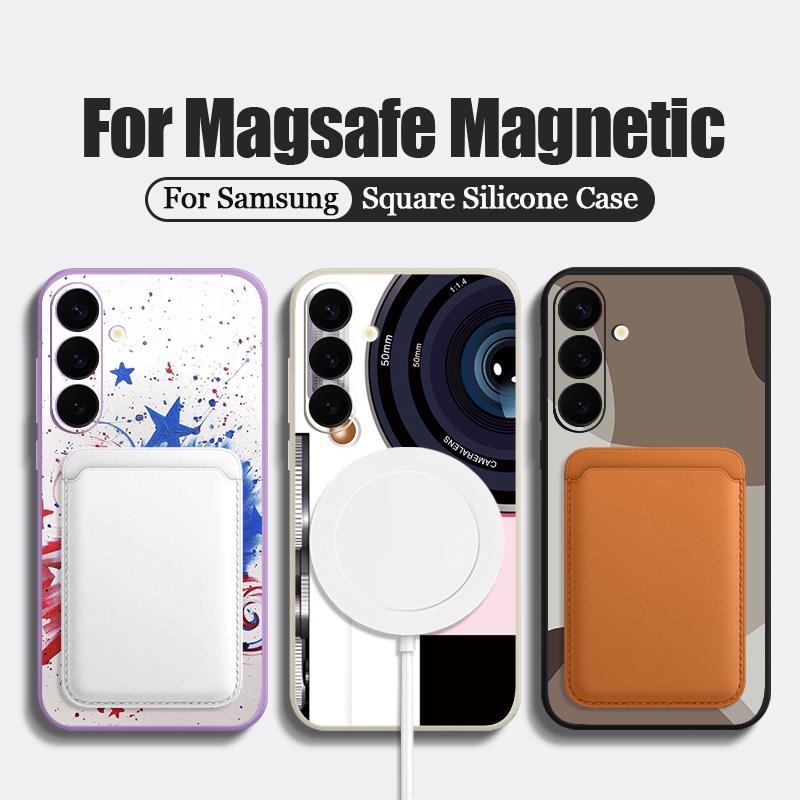 Creative Pattern Phone Case For Samsung Galaxy S26 Ultra S25 FE S24 S23 S22 Plus S21 FE Built-in Metal Plate Magnetic Silicone Cover
