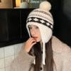 Casual Windproof Winter Knitted Hat Warm Thickened Coldproof No-brim Foldable Hat Foldable Ball Cap for Women Girls
