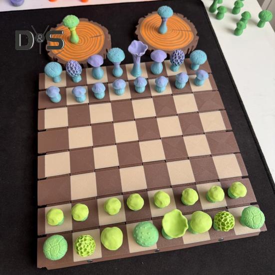 1 Set magnetisches Waldpilz-Schachspiel mit aufrollbarem Schachbrett, tragbares Reise-Schachbrettspiel für Kinder und Erwachsene