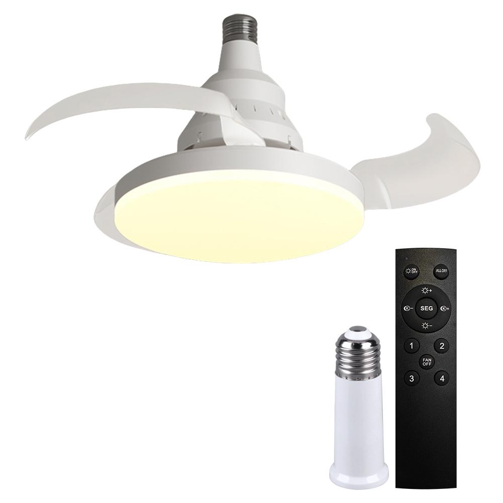 Invisible Leaf Fan with LED Light Remote Control Dimming Fan Electric Silent Ceiling Fan for Dining Room Bedroom Living Room