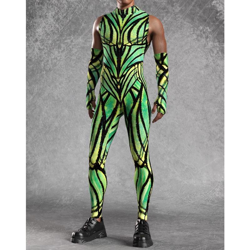 Unisex Cyber Punk 3D Digital Printing Halloween Party Role Play Outfit Women Men Cosplay Costume Carnival Jumpsuit