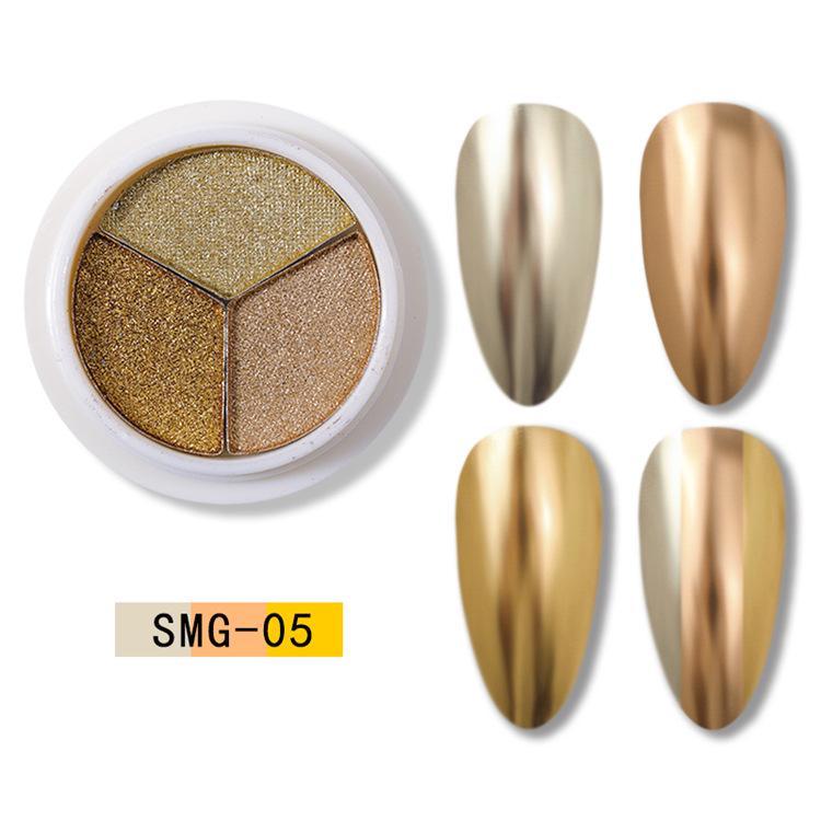 Aurora Triple-Color Nail Mirror Powder Set