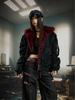 Men's Heavyweight Retro Red Fur Collar PU Leather Cotton Jacket, Fourth Generation Thickened Warm Outerwear