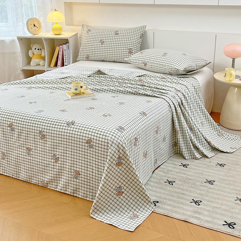 Class A Pure Cotton Thickened Old Coarse Cloth Bed Sheet Single Piece Student Dormitory Single Cotton Quilt 3pcs