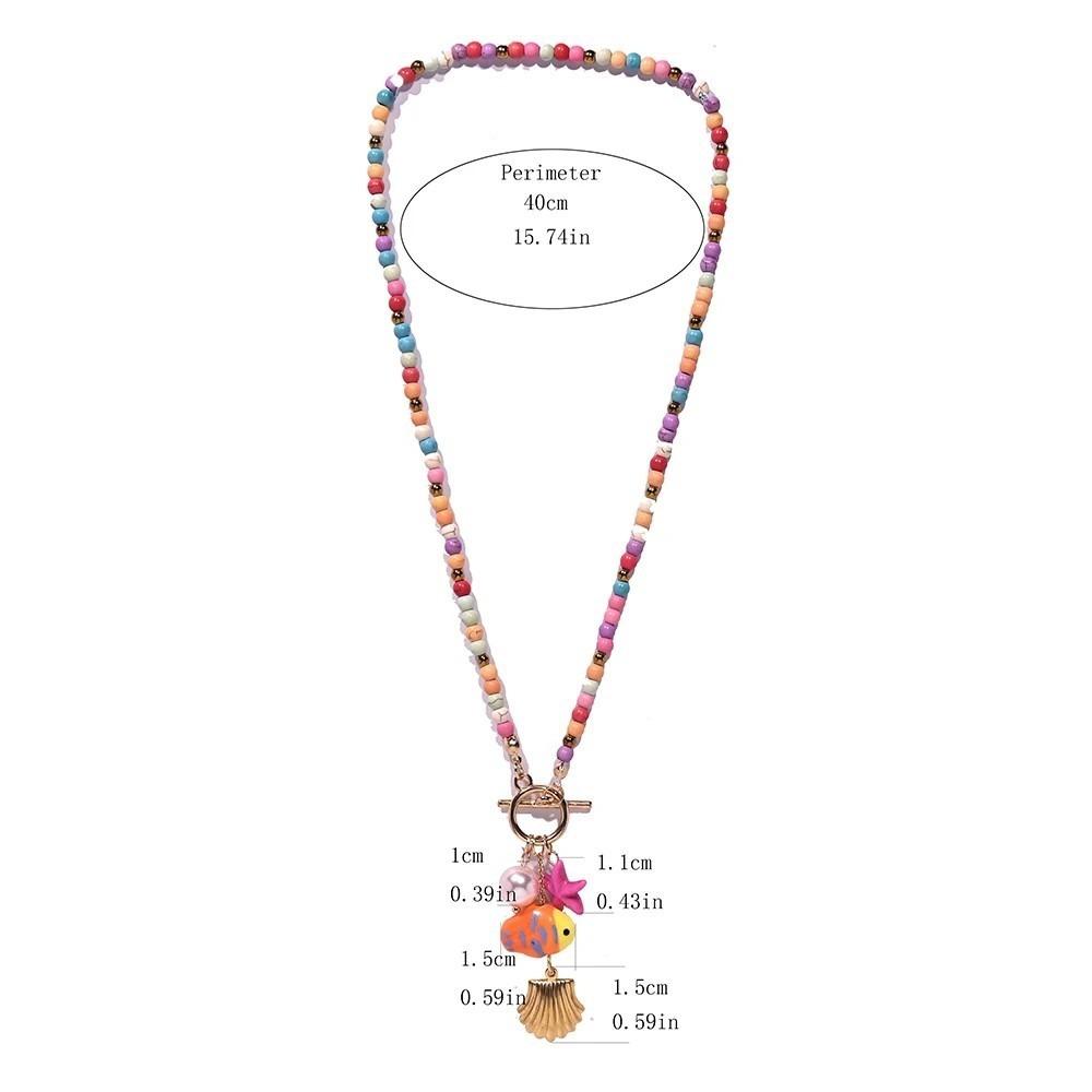 Vacation Style Ceramic Fish Bohemian Pendant Adjustable Rope Faux Pearl Collarbone Chain Boho Choker Jewelry Female Fashion