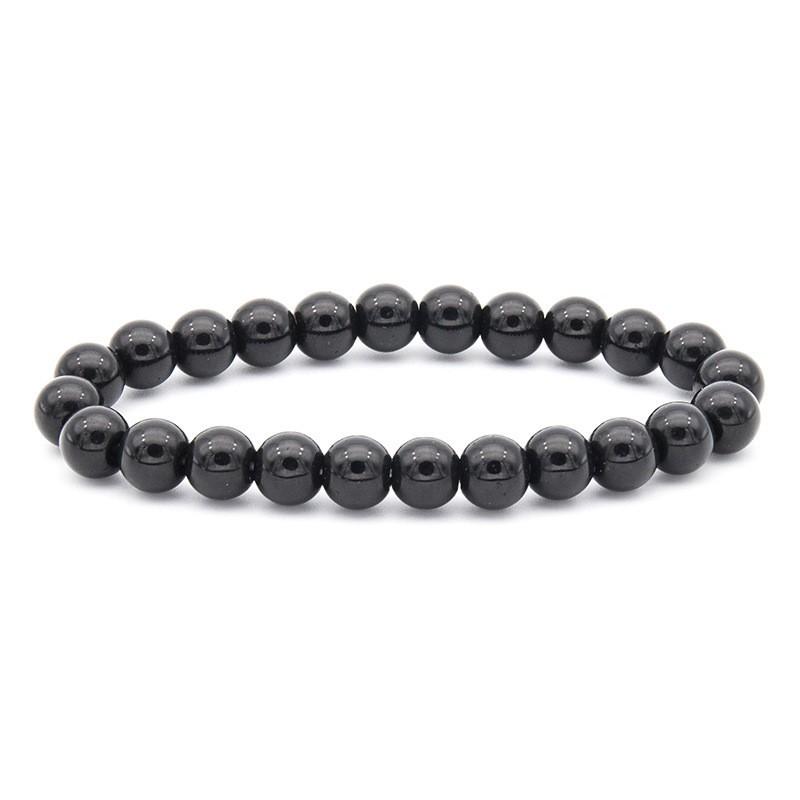 New European & American Style Cross Bracelet, 8MM Natural Stone Beaded Fashion Accessory