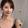 Full Body Titanium Steel Color-Retaining Steel Ball Double-Layer Necklace Women'S Fashion Simple Accessories Trendy Personality Jewelry