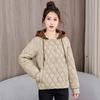 2025 plus-size cotton jacket women's short light cotton jacket women's winter small padded jacket diamond plaid small fragrant jacket