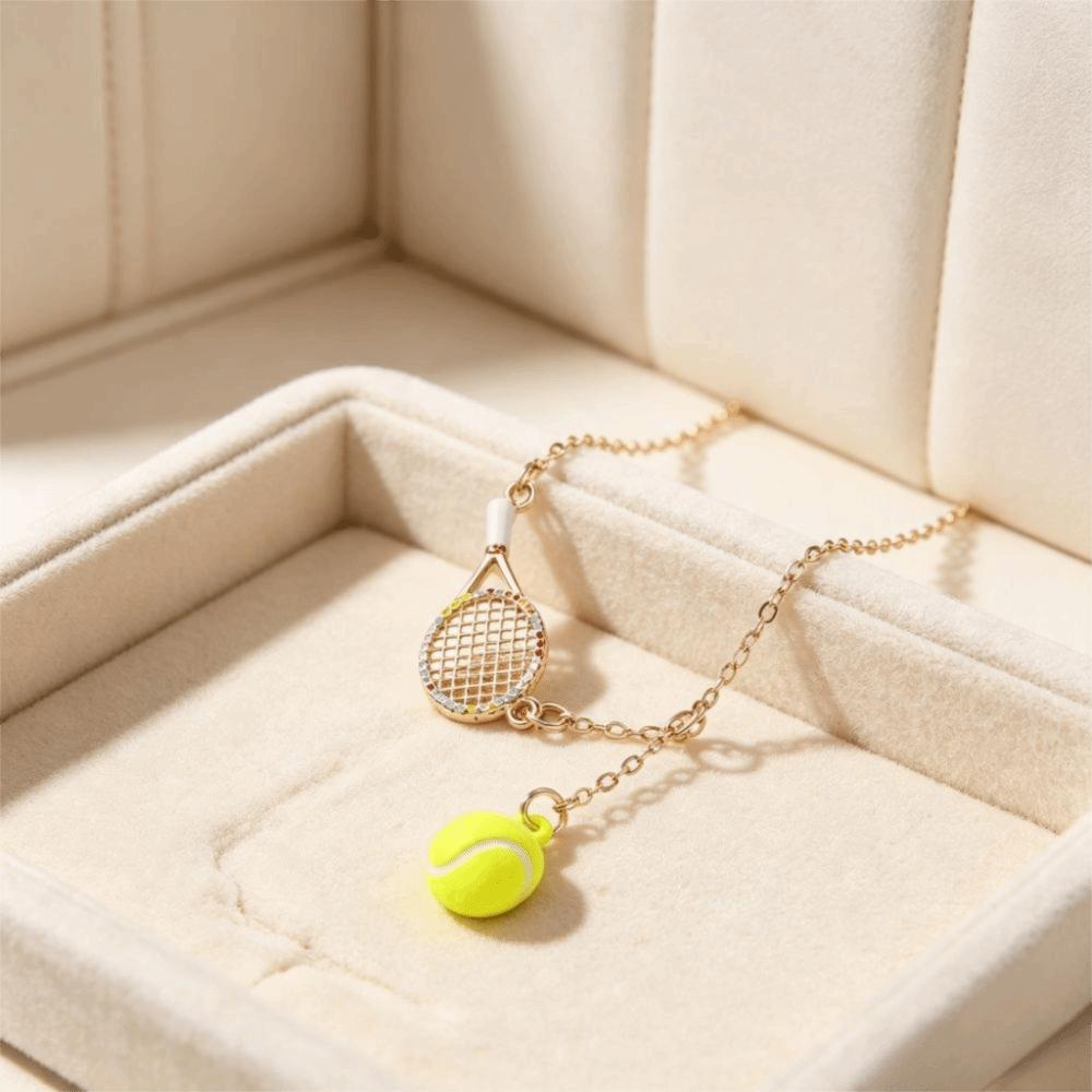 Tarnish Free Racket Pendant Necklace Waterproof Sport Necklace Sport Accessories