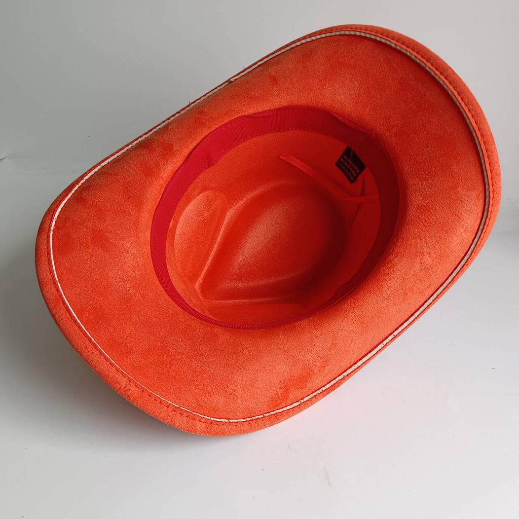 Cappello da Cowboy in Camoscio Accessori Testa di Toro Asta Larga Cappello da Rancher Autunno e Inverno per Uomini e Donne Cappello Jazz Classico Sombrero