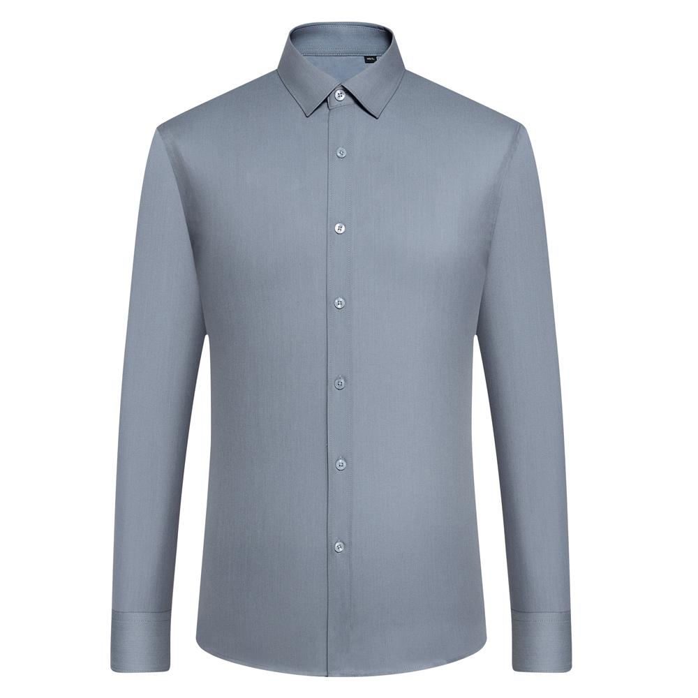 Men's Trendy Solid Dress Shirt, Casual Slightly Stretch Breathable Button Up Long Sleeve Shirt For Formal Business Occasions