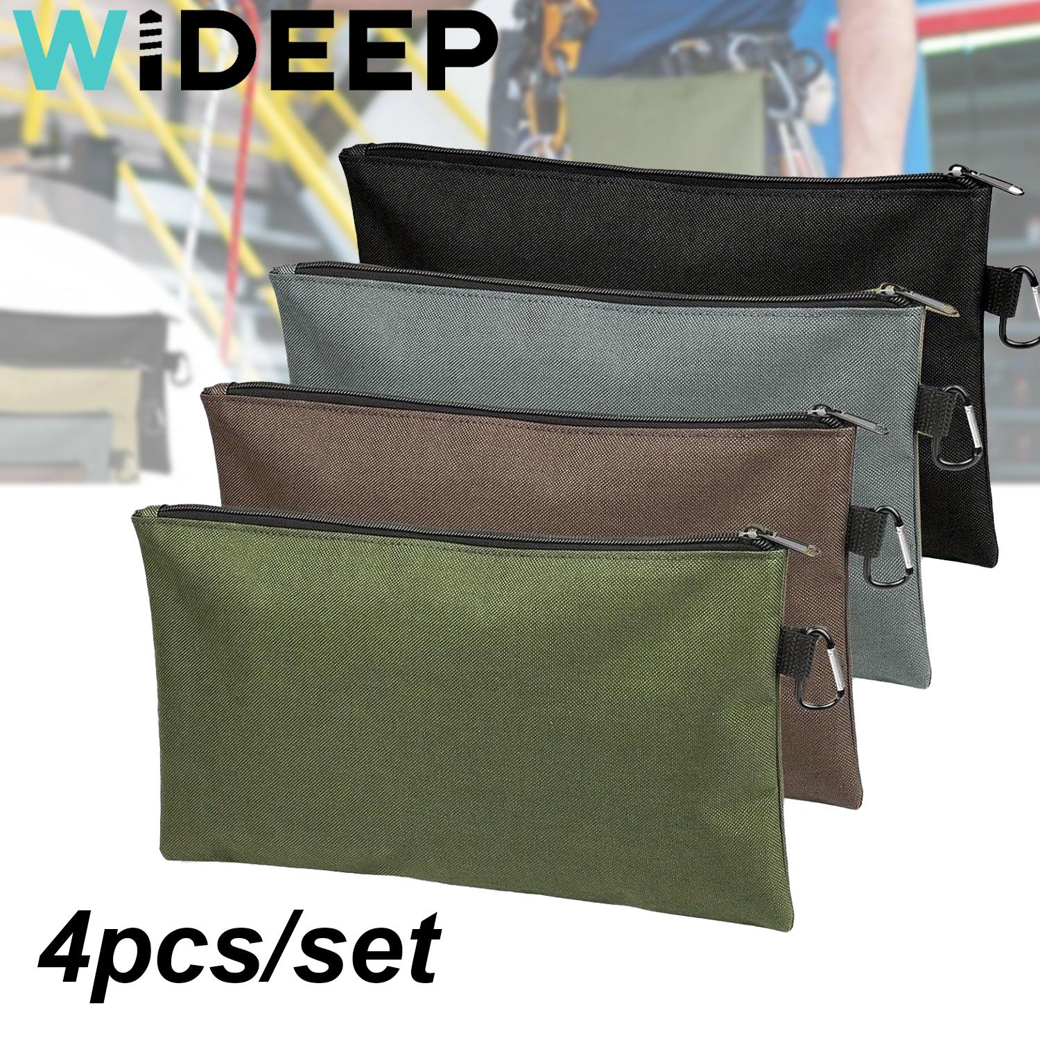 4PCS/SET Tool Bag Zipper Pouch, Utility Multipurpose Storage Organizer Tool Pouches with Carabiner Metal Zipper for Tools
