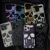 Luxury Skeleton Skull Case for iPhone 16 11 12 13 14 15 Pro Max Phone Shockproof Back Cover Camera Full Protect Hollow Funda