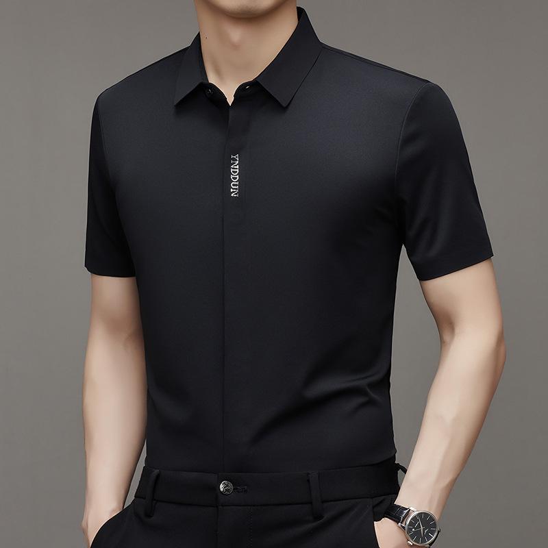 Рубашка с коротким рукавом мужская тонкая негладкая рубашка корейская деловая — фото 9