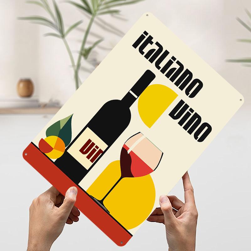 

Minimal Italian Wine Tinplate Poster Customized Wall Art Vintage Retro Metal Signs for Decoration At Home Decor Items Man Cave 20x30cm（7.8x11.8inch）