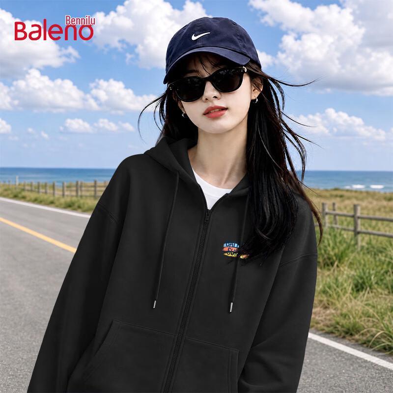 Baleno Women's Casual Loose Fit Zip-Up Hooded Sweatshirt