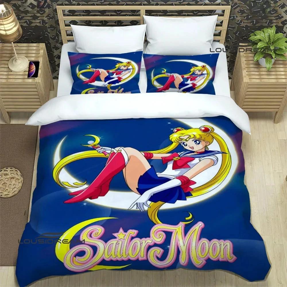 Set Biancheria da Letto Cartone Animato S-Sailor Moon Lussuoso Copripiumino Set Piumone Raffinate Biancheria da Letto Regalo di Compleanno