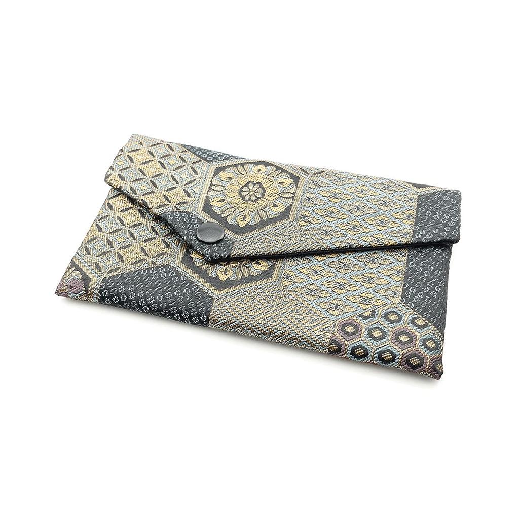 Eizen Nenjuya Men's Onyx Prayer Beads with Silk Tassel, 22 Beads, Nishijin Brocade, and Gold Brocade Bag, Perfect for Funerals, Wakes, and Informal