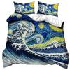 Starry Night Van Gogh Duvet Cover Set Queen Size,Oil Painting Famous Modern Classic Sky Star Art,Decorative 3D Bedding Set Tool