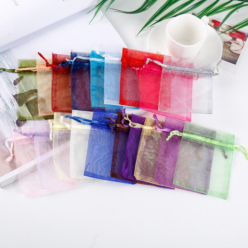 

Cosmetics Wedding Party Favor Gauze Drawstring Pouch - Customizable Jewelry Bag Multicolor; 7x9