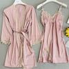 Peignoir sexy en dentelle, chemise de nuit, lingerie d'été, nouvelle collection, ensemble nuisette et peignoir pour femme, chemise de nuit en satin soyeux, vêtements de maison, vêtements de détente
