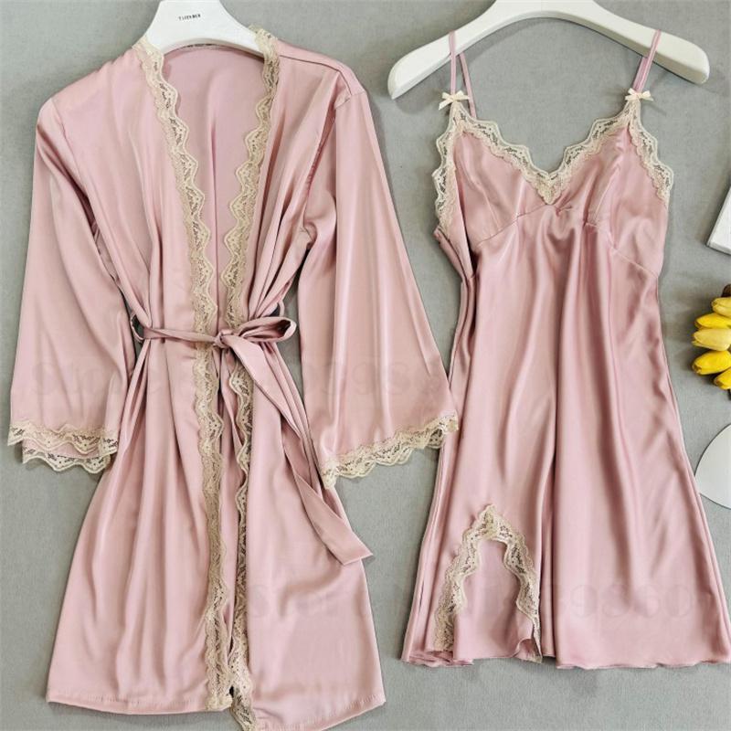 Peignoir sexy en dentelle, chemise de nuit, lingerie d'été, nouvelle collection, ensemble nuisette et peignoir pour femme, chemise de nuit en satin soyeux, vêtements de maison, vêtements de détente