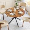Tavolo da Pranzo Rotondo Stile Industriale diametro 120 cm Spazioso con Gambe a X Marrone-Nero Vintage Cucina Soggiorno