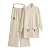 Women's Plus Size Temperament Simple Casual Small Fragrant Wind Long Knit Cardigan Pants Two Piece Set