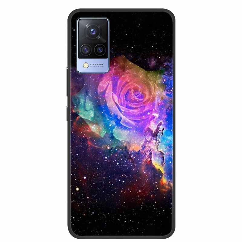 For Vivo S9 V21 V21e Case Black Silicone Back Cover Case For Vivo V21 S9 V21e Phone Cases Cover V 21 e S 9 Funda Coque Cartoon
