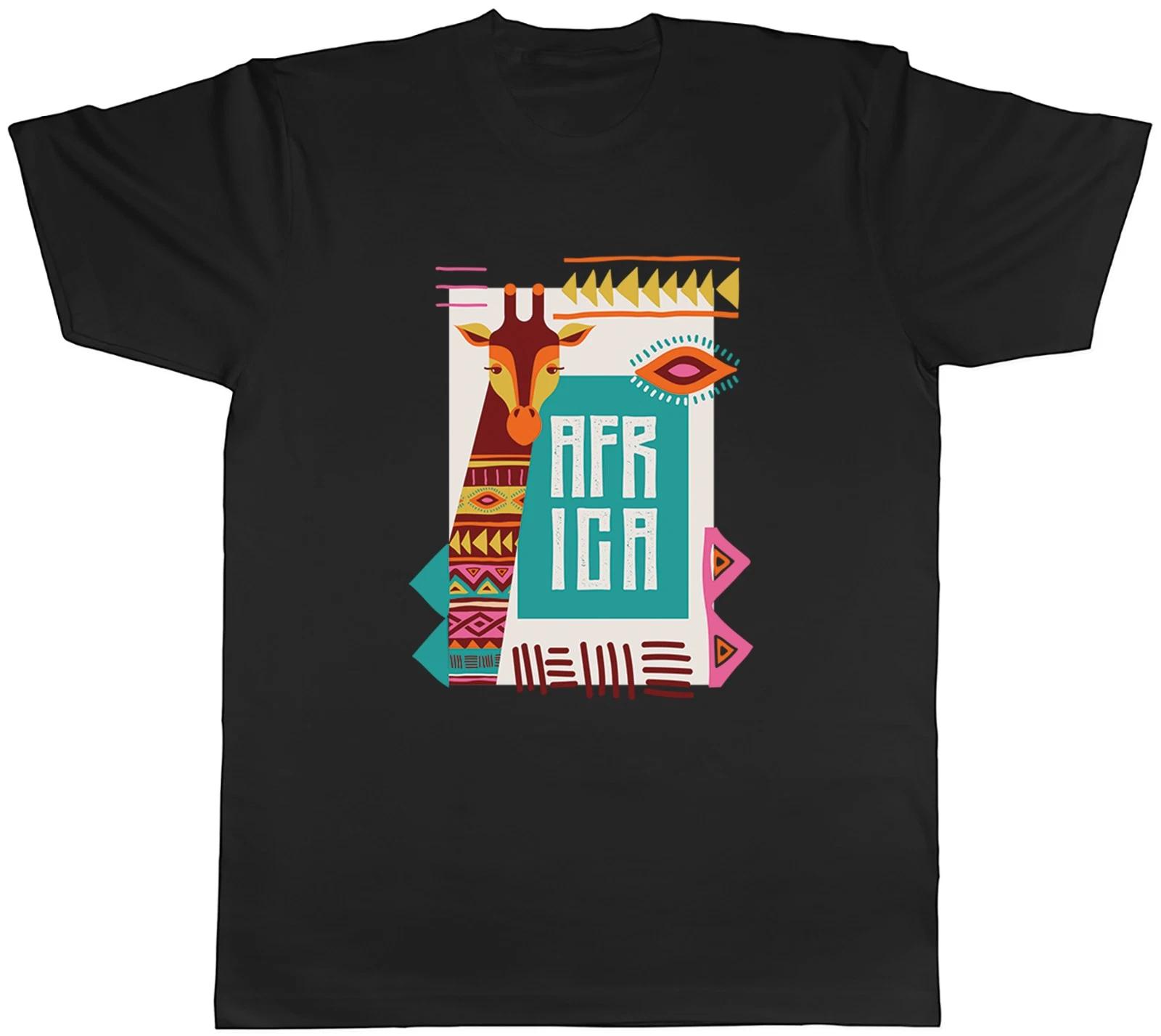 African Giraffe Africa Day Traditional Pattern Mens T-Shirt Tee Gift Top XL
