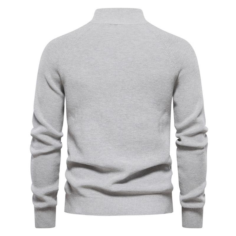 Men’s Euro Fit Half Zip Stand Collar Knit Sweater