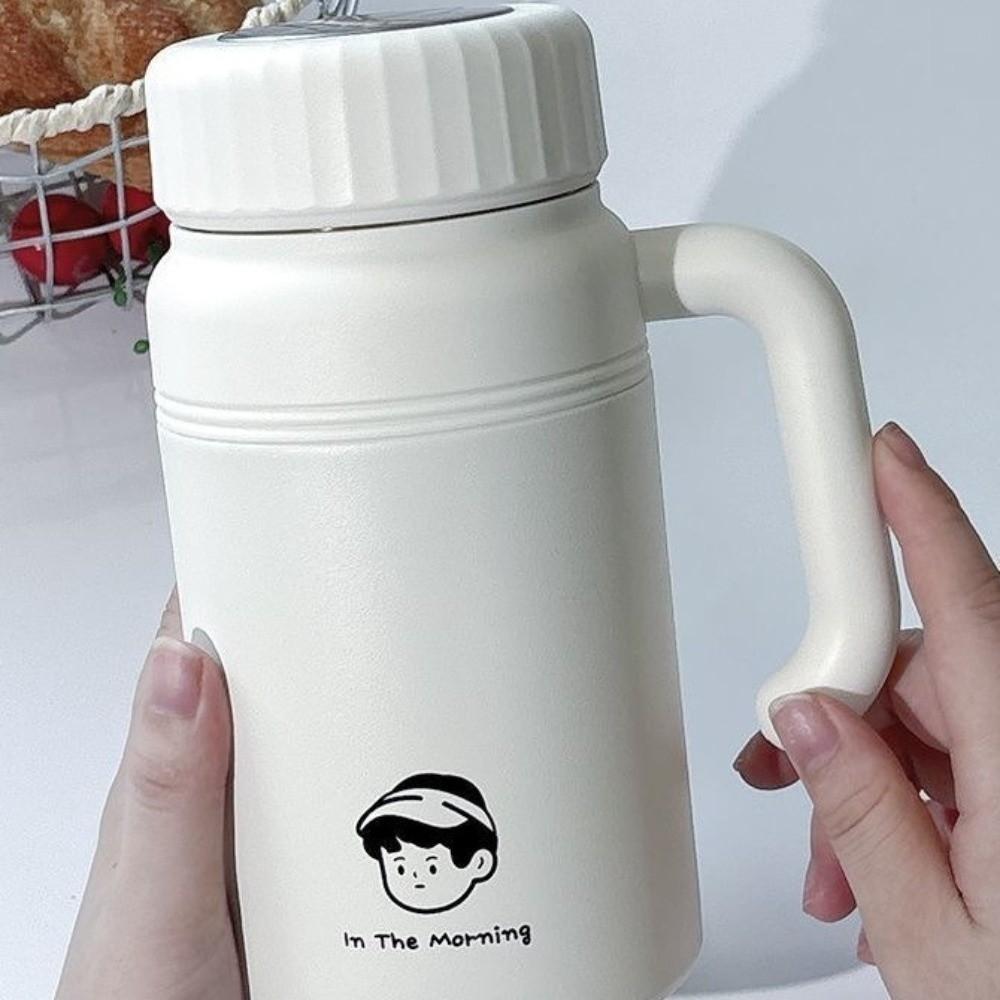 Large Capacity Stainless Steel Water Bottle Stylish Tea Cup Durable Vacuum Flasks  Outdoor Use