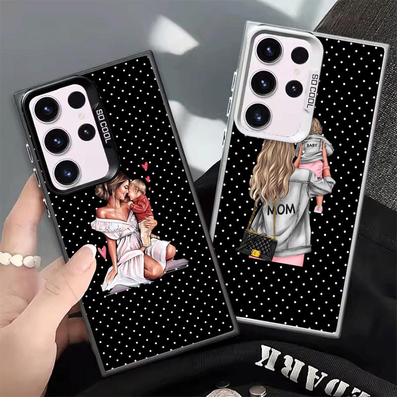 Mama Baby Mode Punkt Design Stoßfeste Handyhülle für Samsung Galaxy S26 Edge S25 Ultra S24 FE S23 Plus S21 Hülle Anti-Fall-Schutz