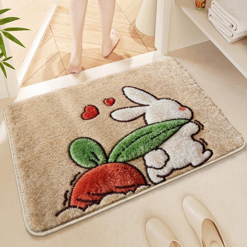 Cartoon Heart & Puppy Doormat: Cute, Water-Absorbent, Dirt-Resistant Faux Cashmere Bathroom Mat 40*60cm Thickened Faux Cashmere
