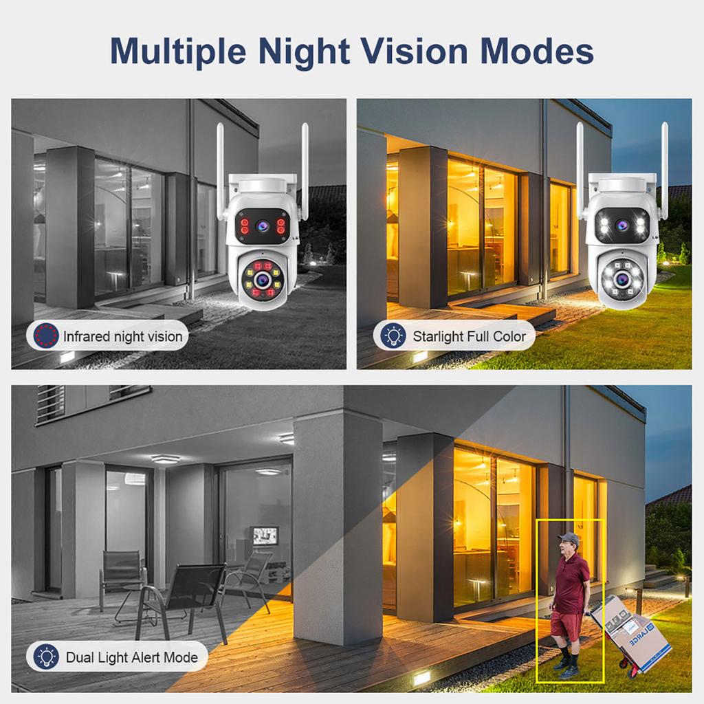 8MP 4K PTZ Wifi Camera Dual Lens Wireless Outdoor Surveillance Camera Ai Human Detect Security IP Camera Auto Tracking iCSee App