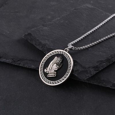 Trendy Prayer Hand Round Necklace Couple Fashion Gratitude Lucky Pendant Versatile Accessories Pendant